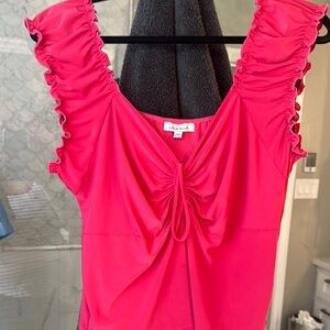 White Birch Vibrant pink Ruched sleeveless white Birch XL